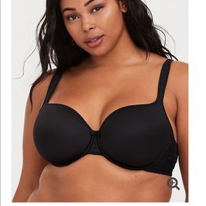 BLACK MICROFIBER LIGHTLY LINED FULL COVERAGE BRA